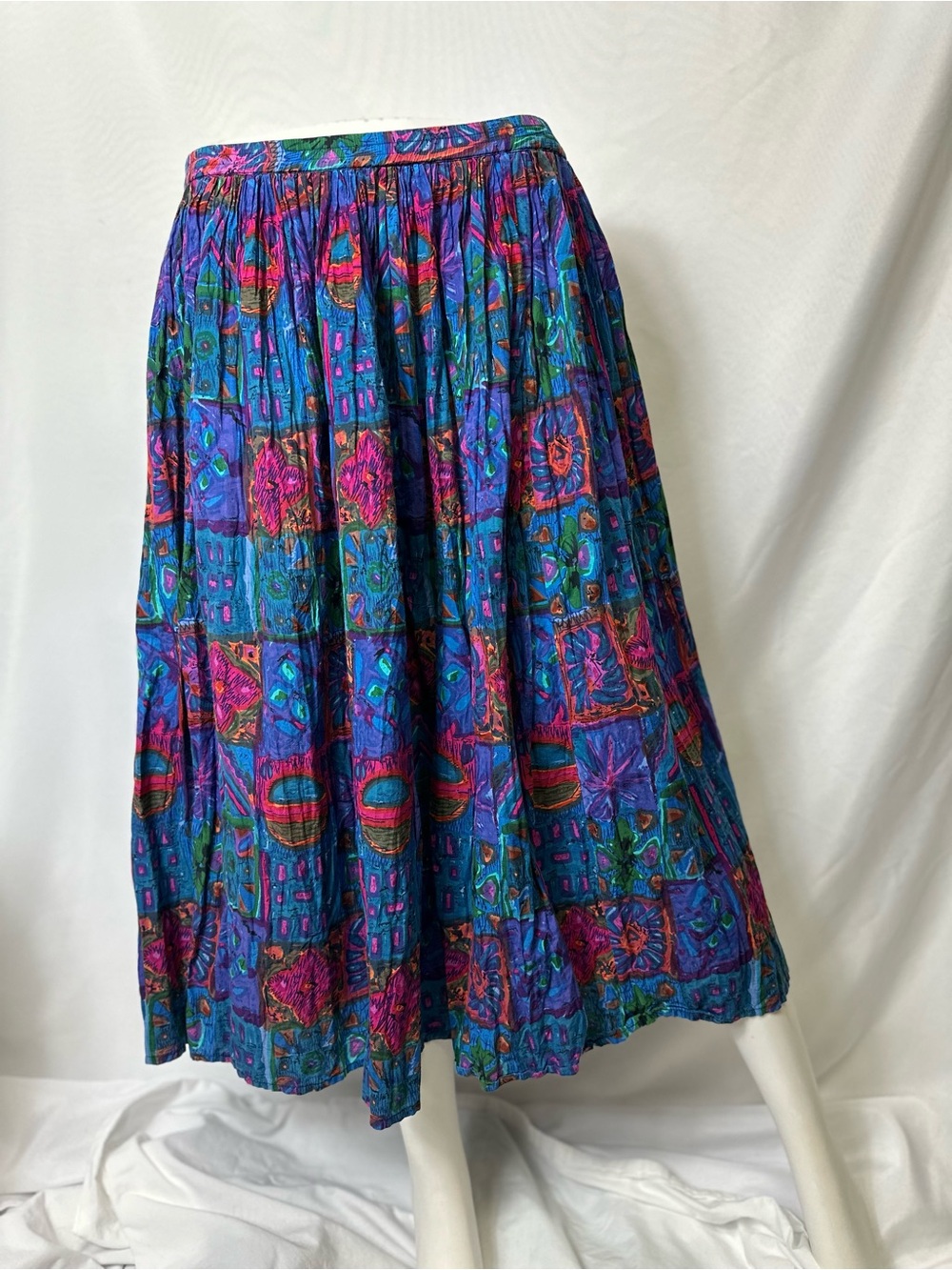 JM Collection Vibrant Blue and Purple Patchwork Maxi Skirt
